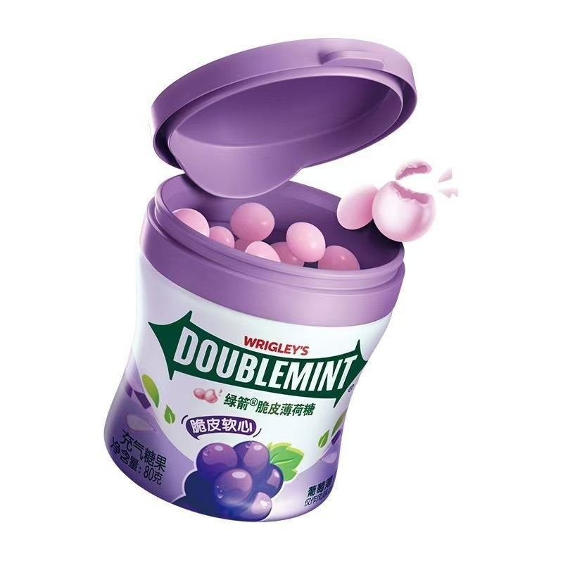 【自营】中国WRIGLEY’S DOUBLEMINT绿箭 脆皮软心薄荷糖 葡萄薄荷味 80g 口气清新接吻清嘴含片清凉糖果零食
