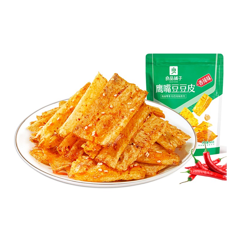 【自营】中国BESTORE良品铺子 鹰嘴豆豆皮 香辣味 60g 豆干小吃零食休闲食品网红辣皮辣片麻辣零食