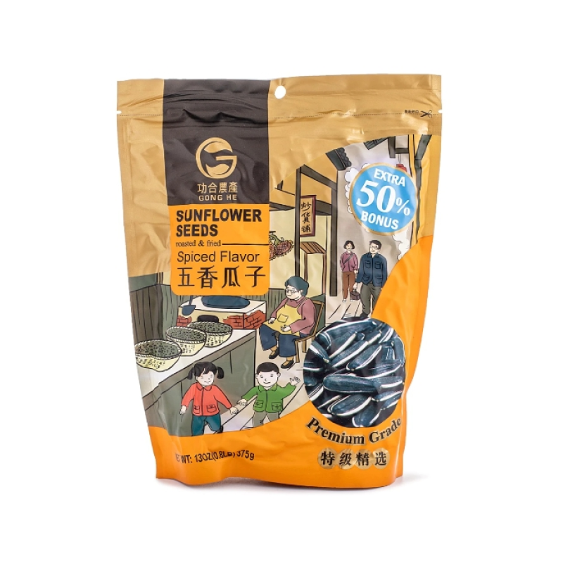 【自营】中国功合农产 太阳花糯米五香味 375g 葵花籽瓜子休闲零食