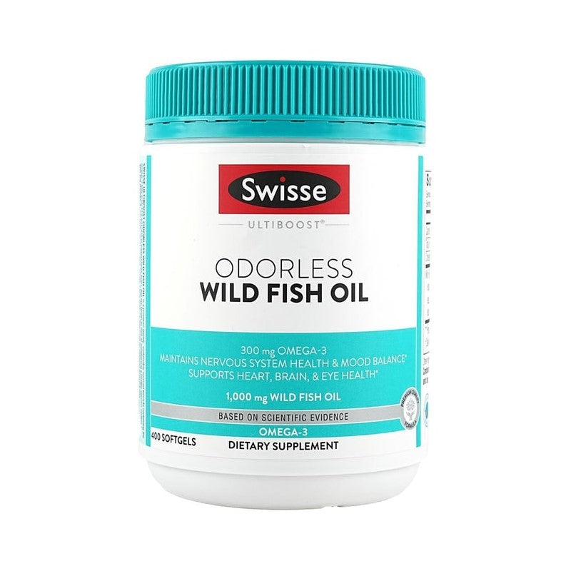 【自营】澳大利亚SWISSE斯维诗 鱼油鱼肝油护眼软胶囊 DHA 1000mg 400颗 心血管健康 护眼保健品 天然不腥 补脑护眼强记忆
