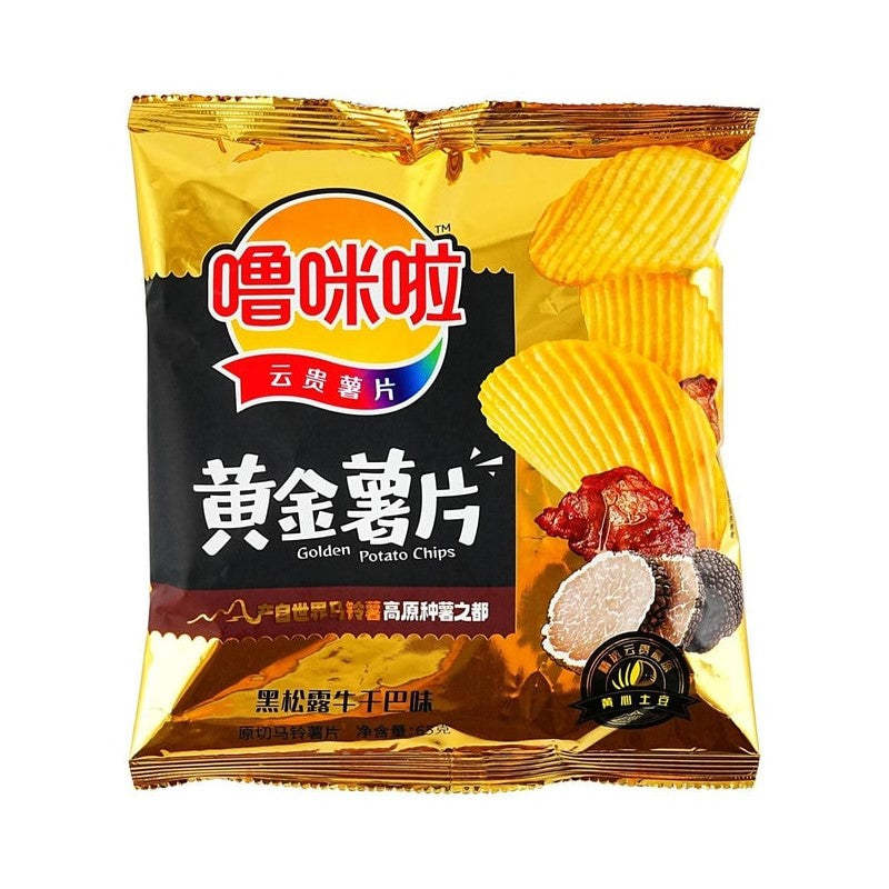 【自营】中国噜咪啦 云贵黄金薯片 黑松露牛干巴味 65g 云南特色 休闲零食膨化食品