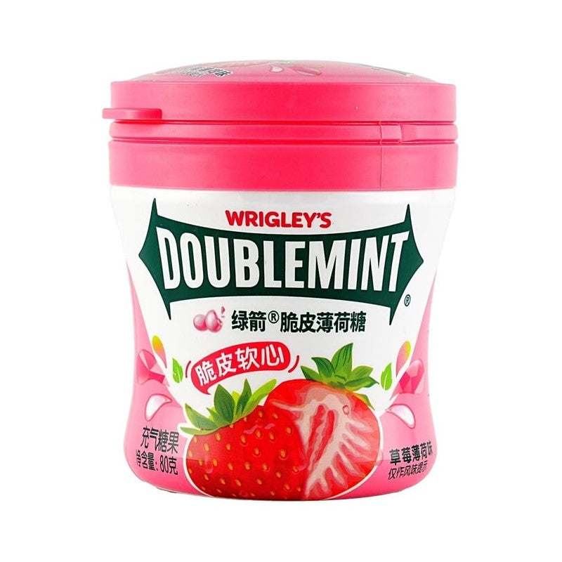 【自营】中国WRIGLEY’S DOUBLEMINT绿箭 脆皮软心薄荷糖 草莓薄荷味 80g 口气清新接吻清嘴含片清凉糖果零食