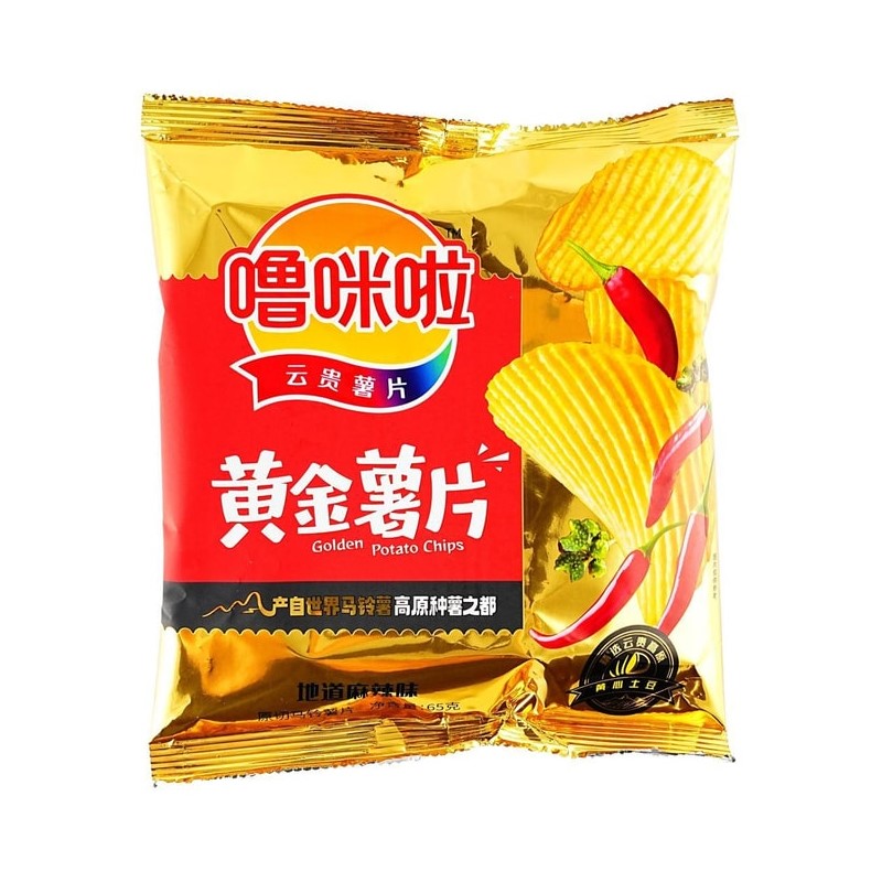 【自营】中国噜咪啦 云贵黄金薯片 地道麻辣味 65g 云南特色 休闲零食膨化食品