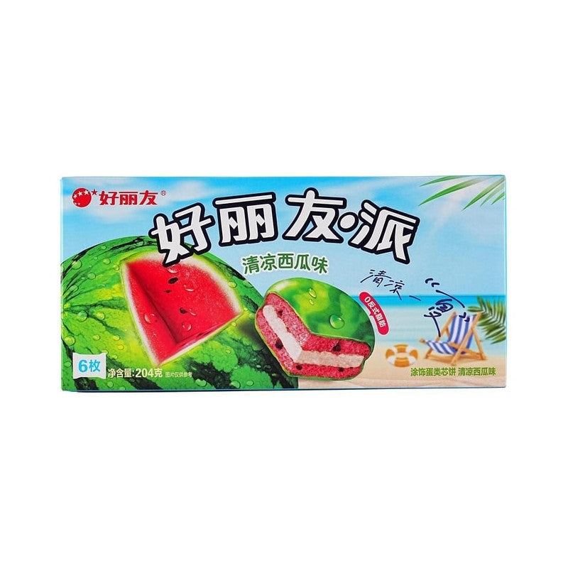 【自营】韩国ORION好丽友 巧克力夹心派 夏季限定 清凉西瓜味 6枚装 204g 糕点点心休闲零食品小吃儿童零食