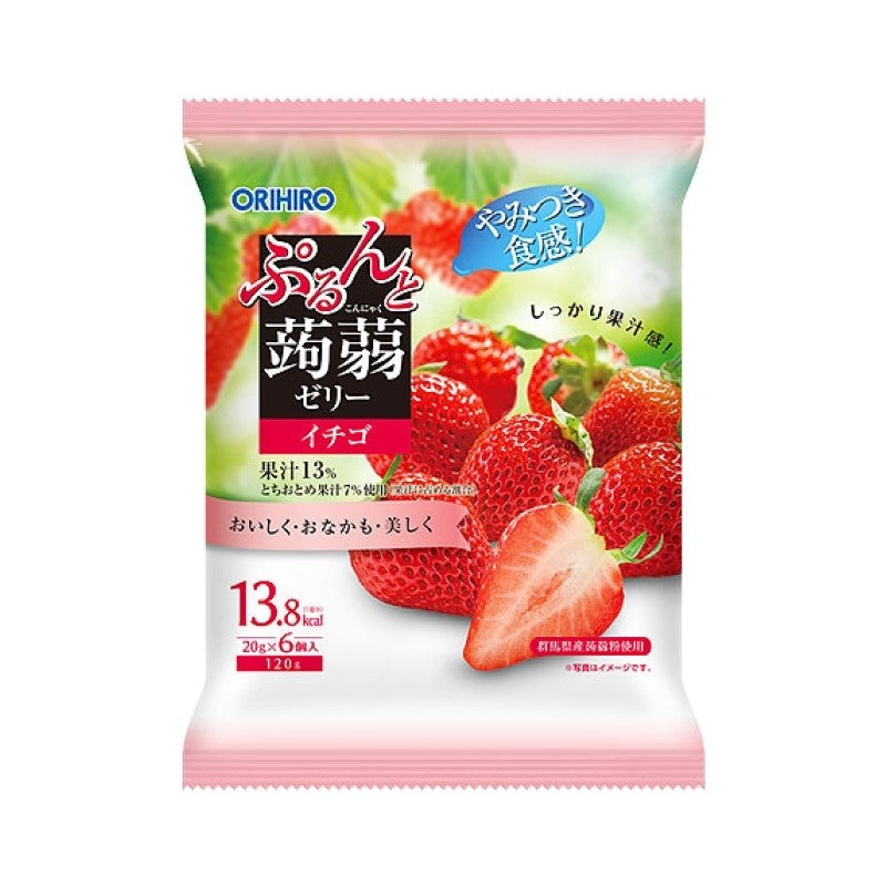 【自营】日本ORIHIRO立喜乐 低卡蒟蒻果汁果冻 6枚装 即食方便 草莓味