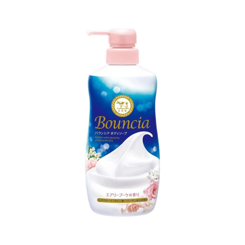 【自营】日本COW牛乳石鹼共进社 Bouncia浓密泡沫沐浴乳 480ml 玫瑰花香 美肤沐浴露