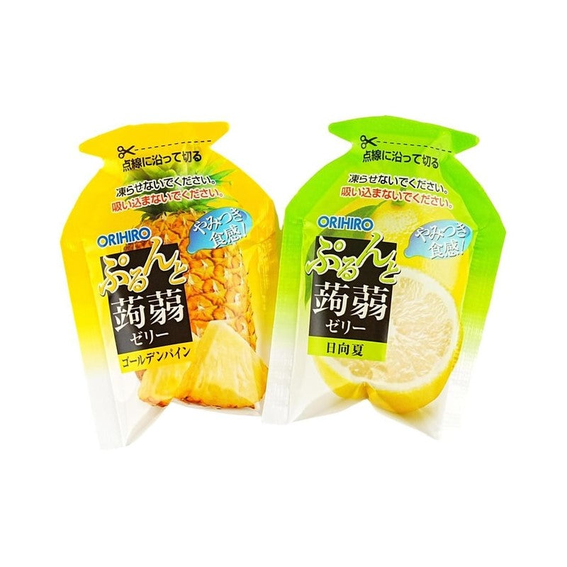 【自营】日本ORIHIRO立喜乐 低卡蒟蒻果汁果冻 日向夏柑橘味+黄金菠萝味 12枚 期间限定 低卡0脂