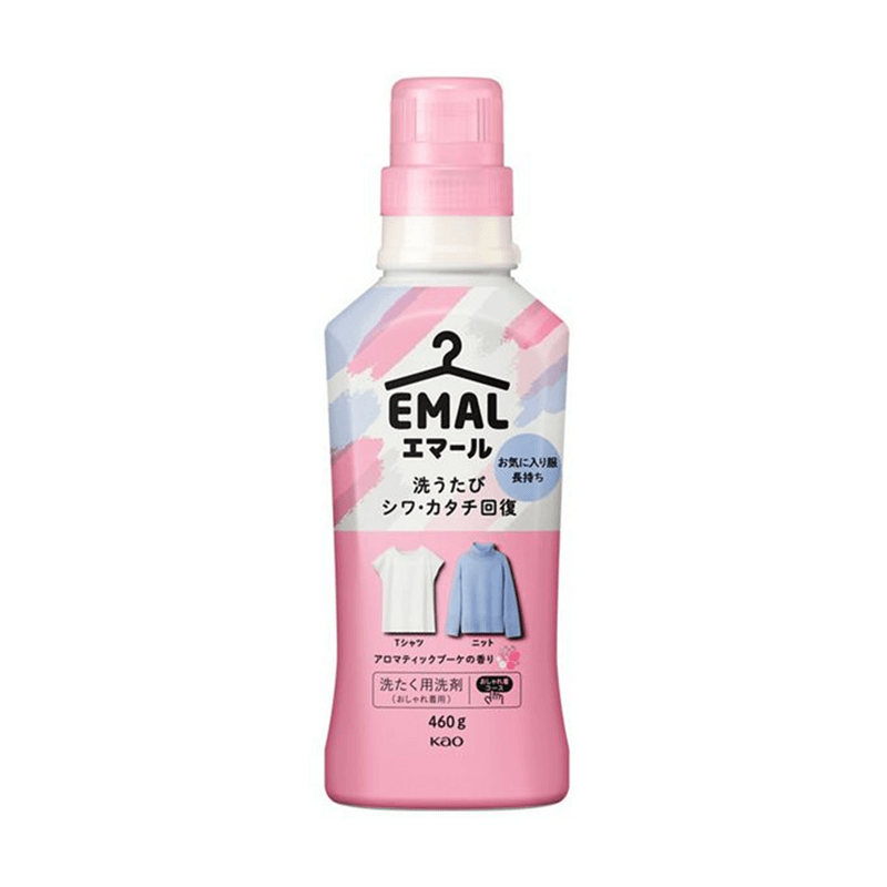 【自营】日本KAO花王 EMAL真丝羊毛羊绒中性浓缩洗衣液 玫瑰花香 460g 中性洗衣液防静电羊绒专用防缩洁净去渍