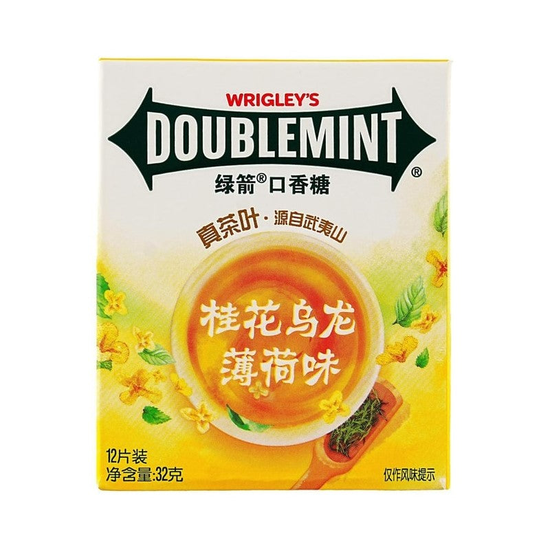 【自营】中国WRIGLEY’S DOUBLEMINT绿箭 桂花乌龙薄荷味 12片装 32g 季节限定 茶韵悠扬 桂香清雅 口气清新接吻清嘴清凉口香糖零食