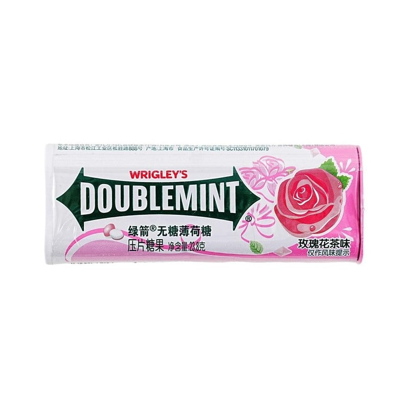 【自营】中国WRIGLEY’S DOUBLEMINT绿箭 无糖薄荷糖 玫瑰花茶味 23.8g 铁盒口气清新接吻清嘴含片清凉糖果零食
