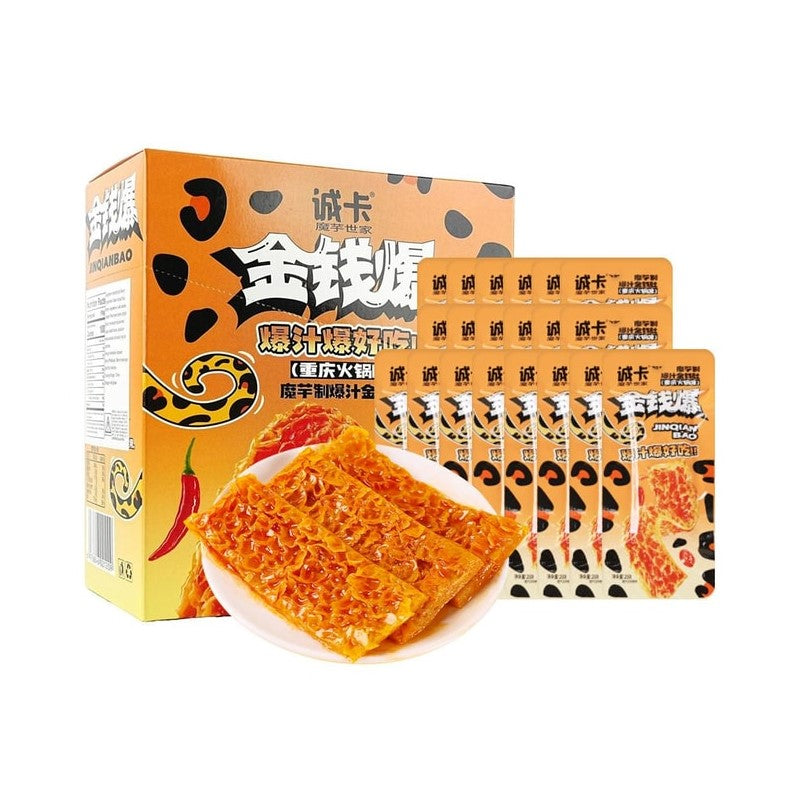【自营】中国诚卡 魔芋金钱爆 重庆火锅味 20g/小袋 魔芋爽素金钱肚毛肚素食休闲小吃零食