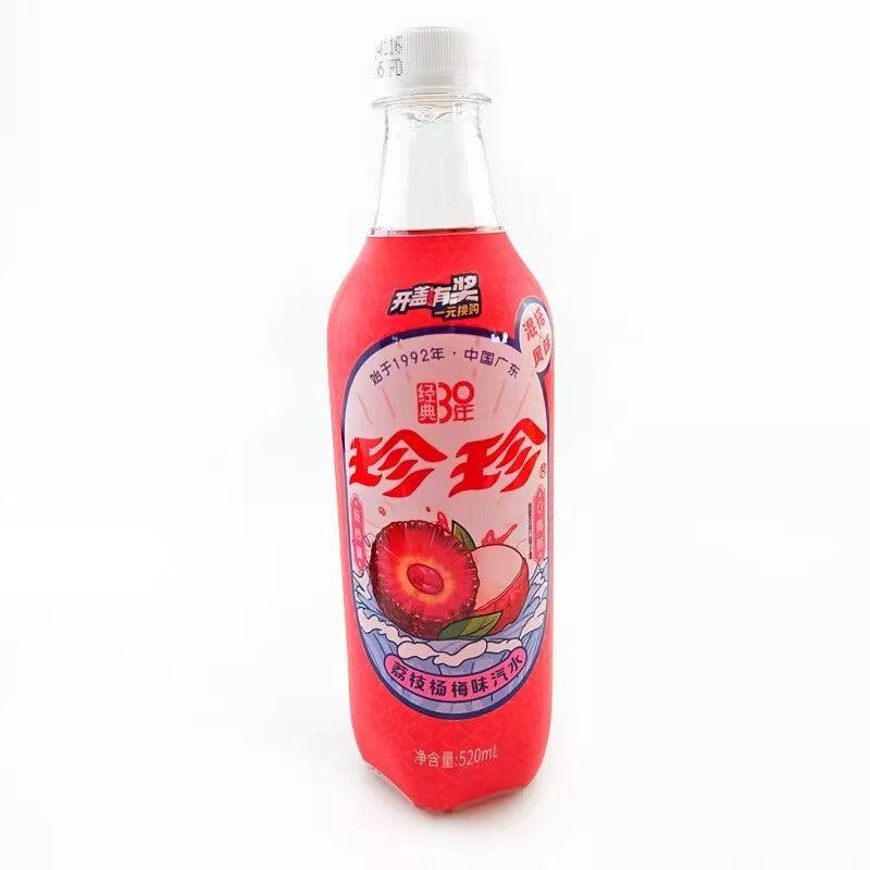 【自营】中国ZHENZHEN珍珍 经典大瓶系列汽水 荔枝杨梅味 520ml 碳酸饮料 童年怀旧老汽水