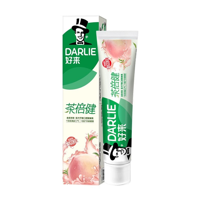 【自营】中国DARLIE好来（黑人） 茶倍健牙膏 初萃茶白桃味 160g 清新口气护理牙龈亮白去渍祛黄