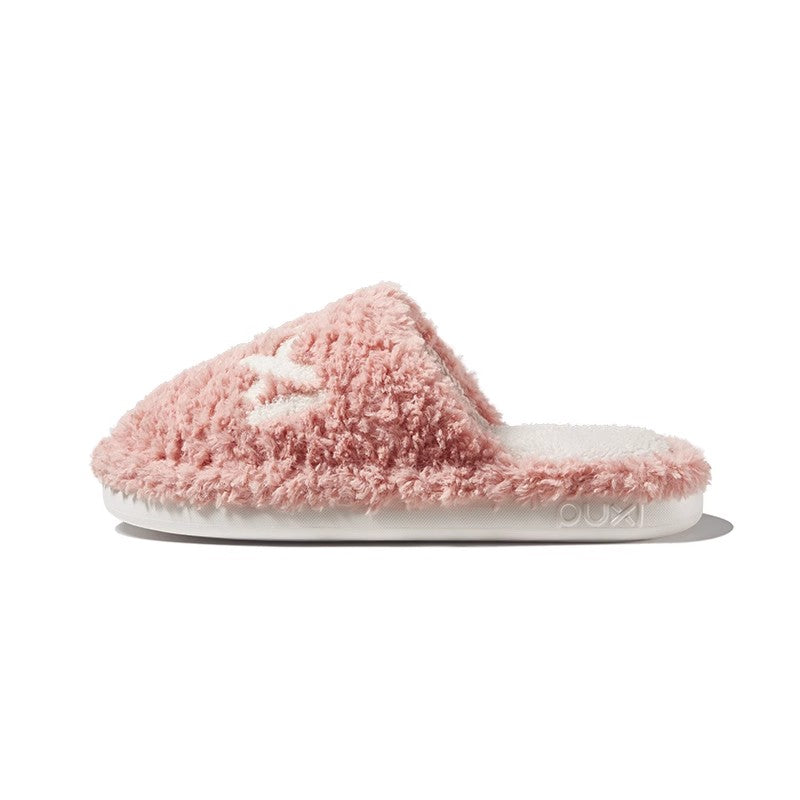 【自营】中国PUXI朴西 流影女士棉拖鞋 茱萸粉 35-36 1双 秋冬新款女士居家毛绒保暖防滑防臭简约棉拖鞋