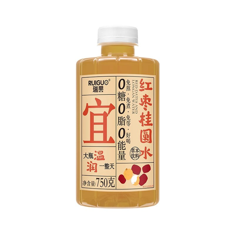 【自营】中国RUIGUO瑞果 宜红枣桂圆水 草本饮料 750g 简单配料 新中式养生饮 低脂肪早餐饮品 0添加植物蛋白饮料