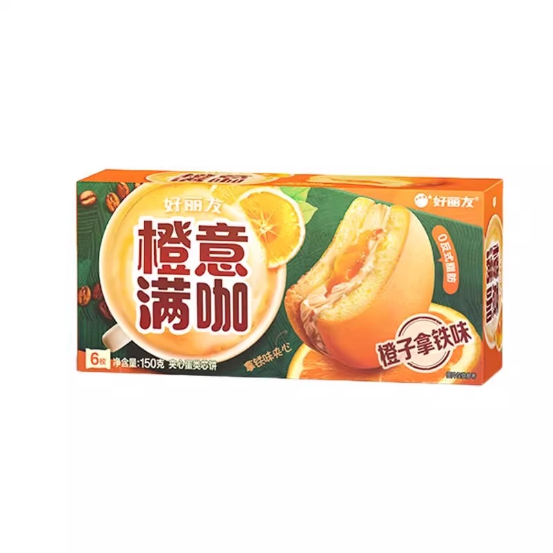 【自营】韩国ORION好丽友 巧克力夹心派 橙意满咖 橙子拿铁味 6枚 150g 糕点点心休闲零食品小吃儿童零食