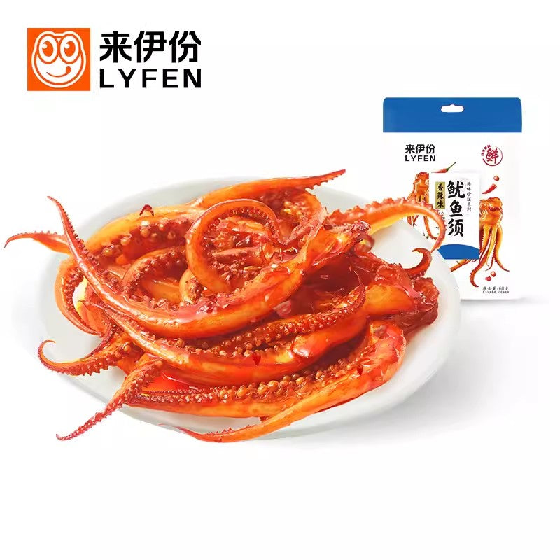 【自营】中国LYFEN来伊份 鱿鱼须 香辣味 68g 休闲即食鱿鱼海鲜特产手撕小吃零食