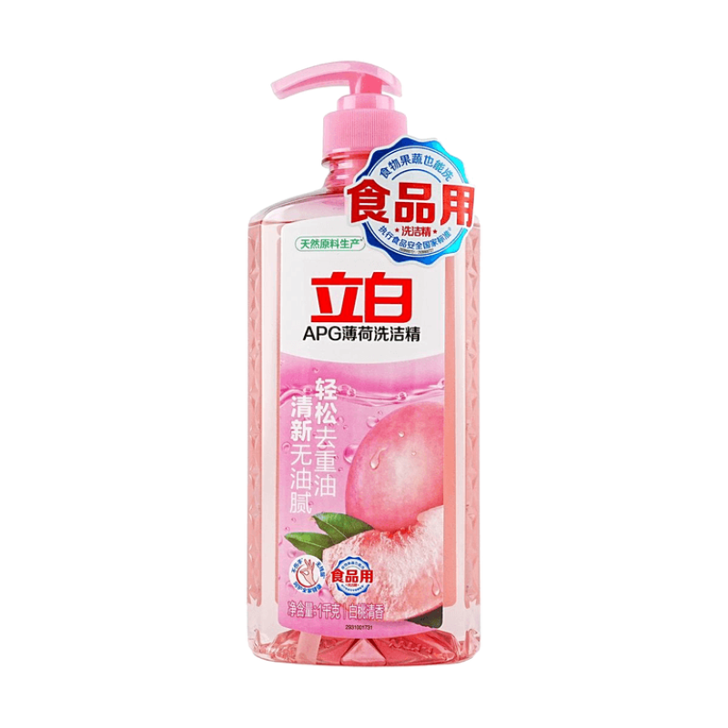 【自营】中国立白 APG薄荷洗洁精 1kg 白桃清香 果蔬清洗餐具洗净洗涤灵洗洁剂不伤手