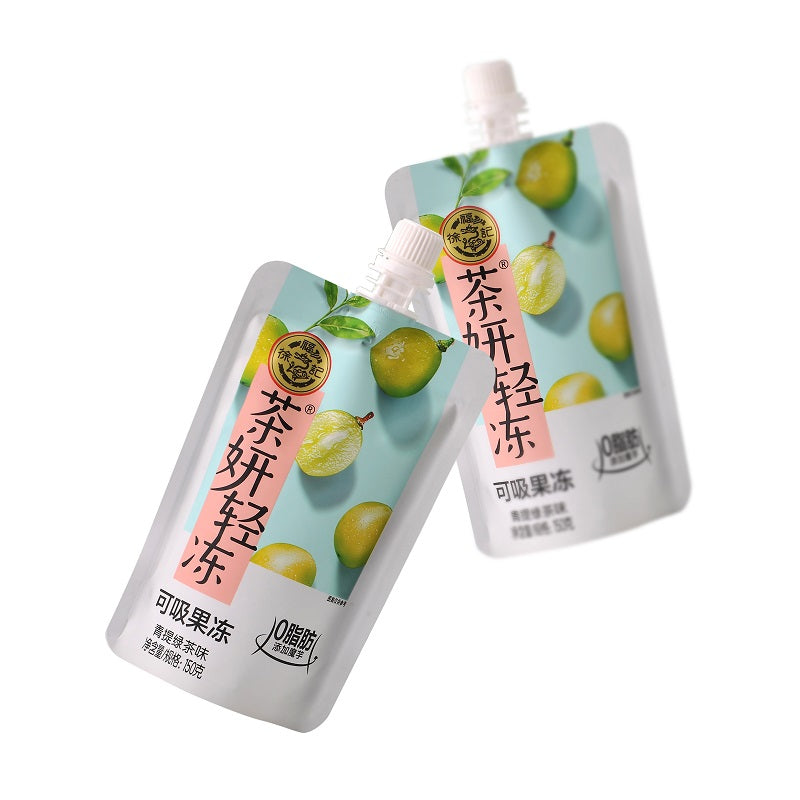 【自营】中国徐福记 茶妍轻冻 可吸果冻 青提绿茶味 150g 0脂肪布丁果冻休闲零食