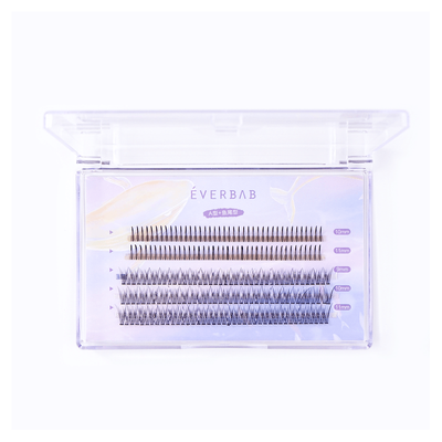 【自营】中国EVERBAB艾蓓拉 单簇假睫毛混合装 自然A型+鱼尾型 仙子毛 80朵+120朵 自然易用性浓密单株假睫毛