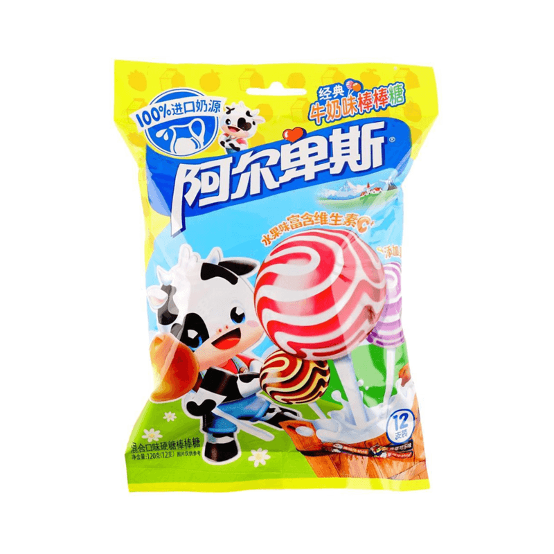 【自营】中国AEBS阿尔卑斯 混合口味硬糖棒棒糖 12支装 120g 网红水果奶糖儿童零食喜糖糖果