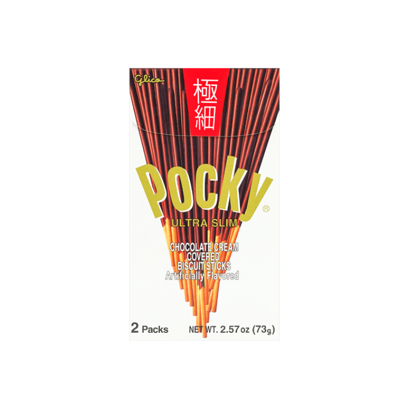 【自营】日本Glico格力高 Pocky百奇 极细系列原味巧克力棒 2包入 73g 儿童饼干零食