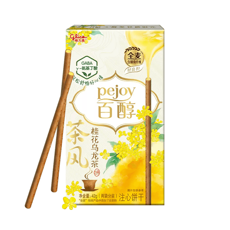 【自营】日本Glico格力高 Pocky百奇Pejoy百醇注心饼干棒 茶风系列 桂花乌龙茶味 42g 江南风味 儿童饼干零食