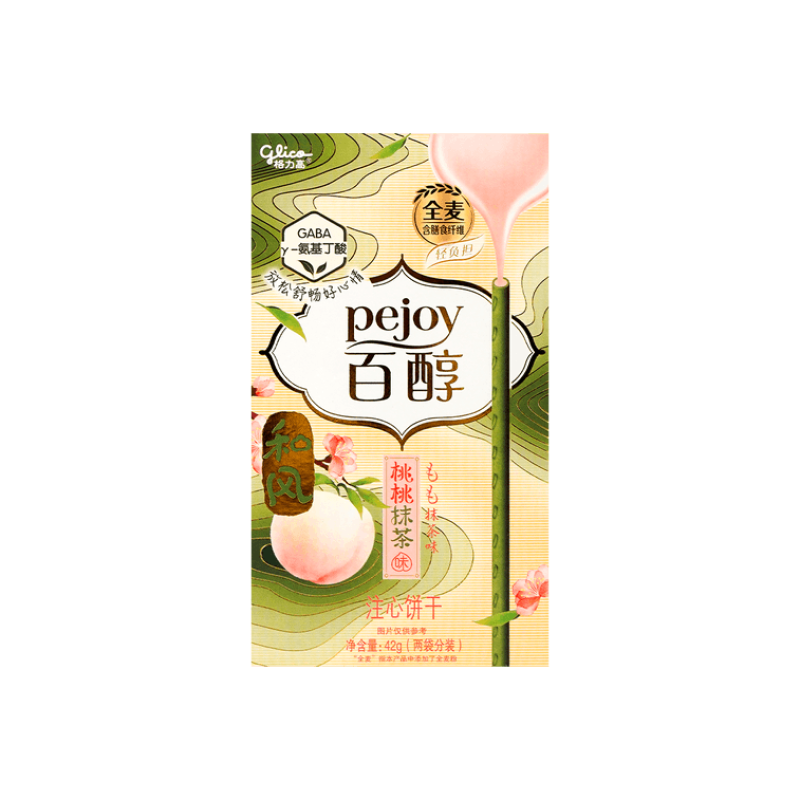 【自营】日本Glico格力高 Pocky百奇Pejoy百醇注心饼干棒 和风系列 桃桃抹茶味 42g 江南风味 儿童饼干零食