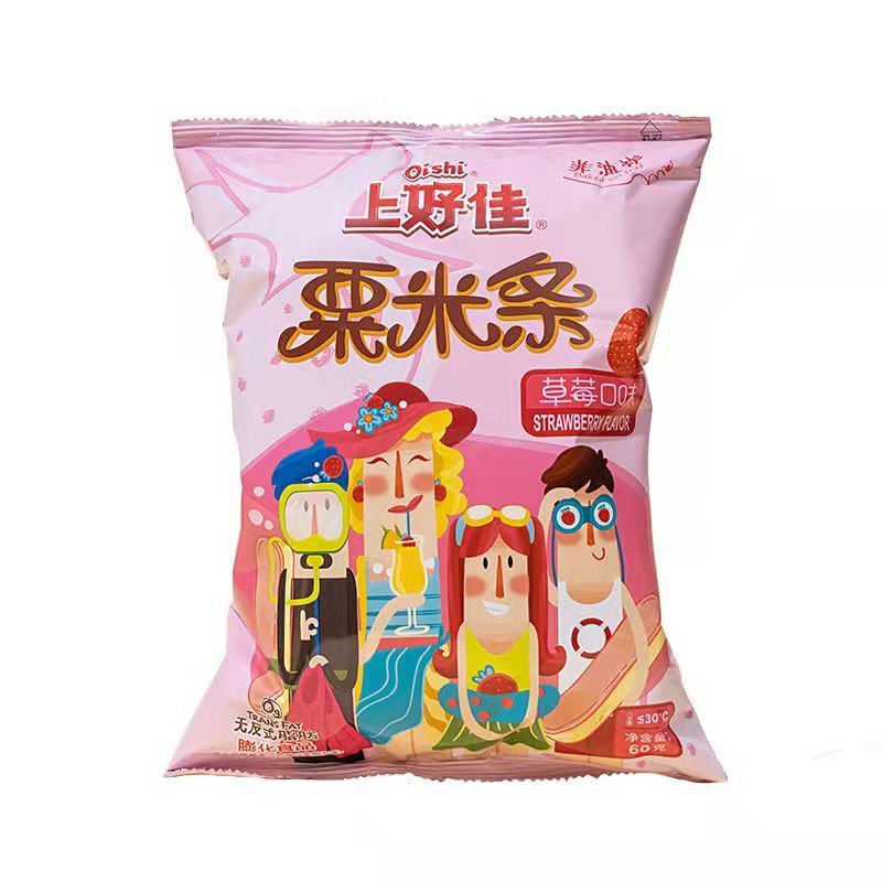 【自营】中国OISHI上好佳 粟米条 草莓味 60g 膨化食品 办公室休闲小零食