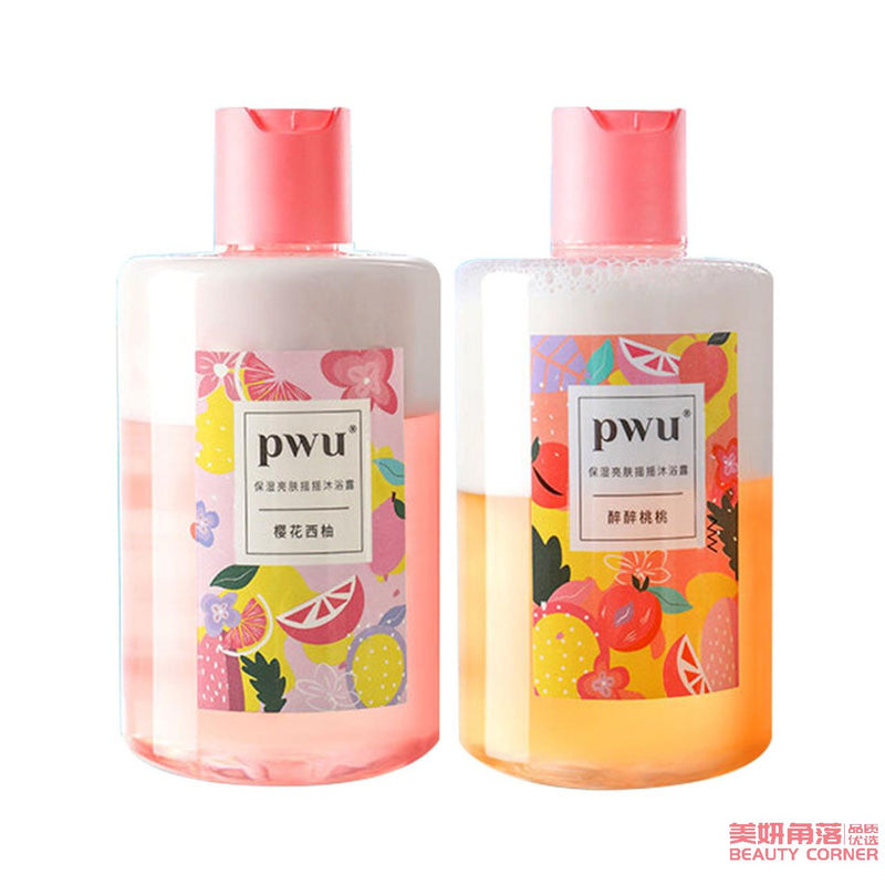 【自营】中国PWU朴物大美 香水双层奶盖沐浴露 350ml 醉醉桃桃 持久留香 沐浴油滋润保湿