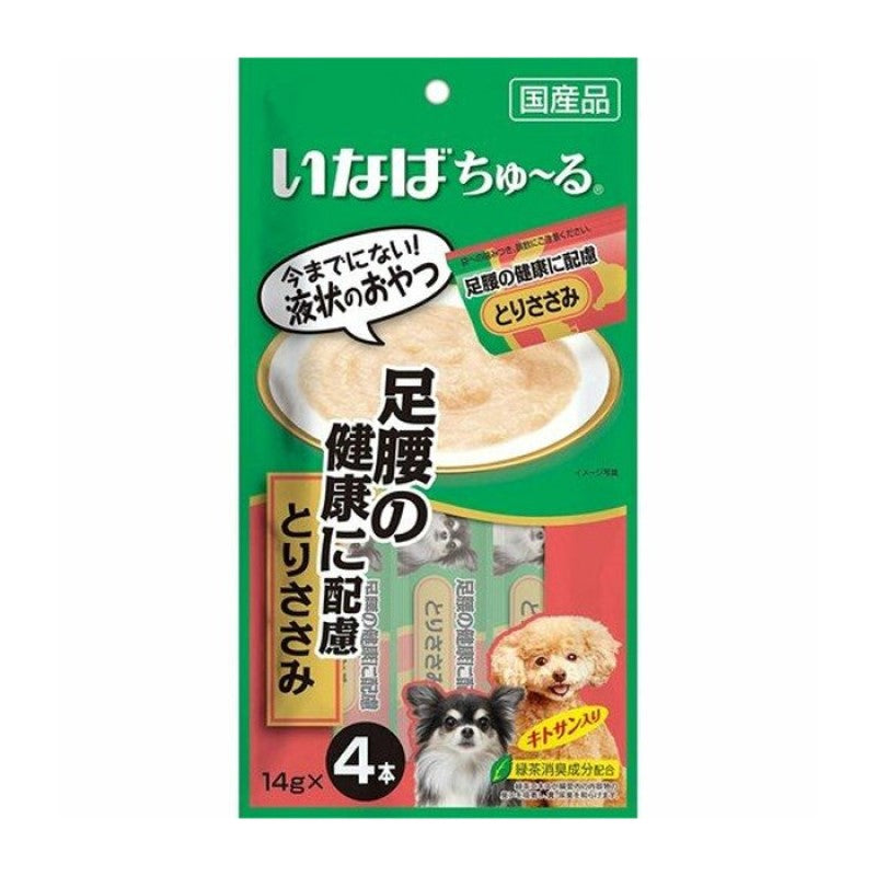 【自营】日本INABA伊纳宝 犬用狗零食 啾噜柔软肉酱 流质美味零食条 4条装 鸡肉混合口味 足部腰部骨骼保护