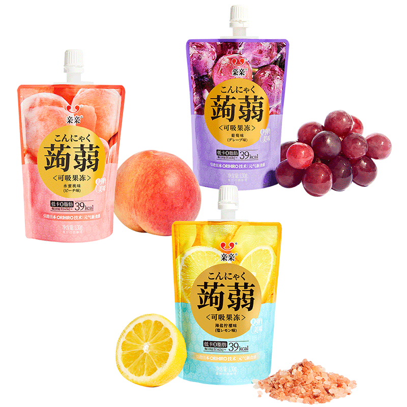 【自营】中国QinQin亲亲 ORIHIRO蒟蒻果冻 水蜜桃味 130g 低卡0脂
