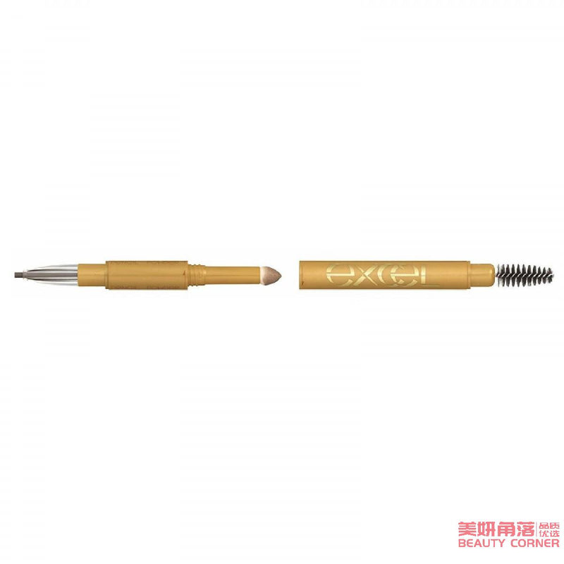 【自营】日本EXCEL 三合一极细拉线眉笔 PD01 自然棕 防水自然 初学者持久不脱色