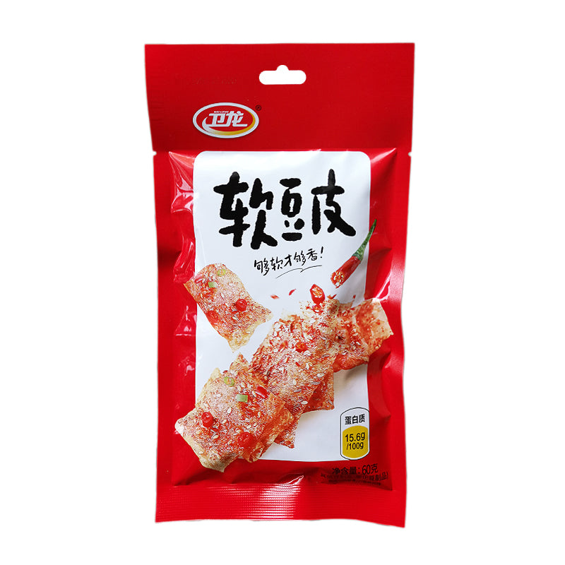 【自营】中国WEILONG卫龙 软豆皮 60g 香辣味 休闲豆干食品辣条豆腐干小零食