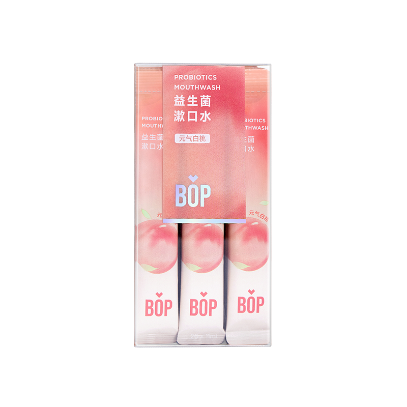 【自营】中国BOP波普 专研益生菌漱口水 11ml*20条入 元气白桃 便携一次性漱口水