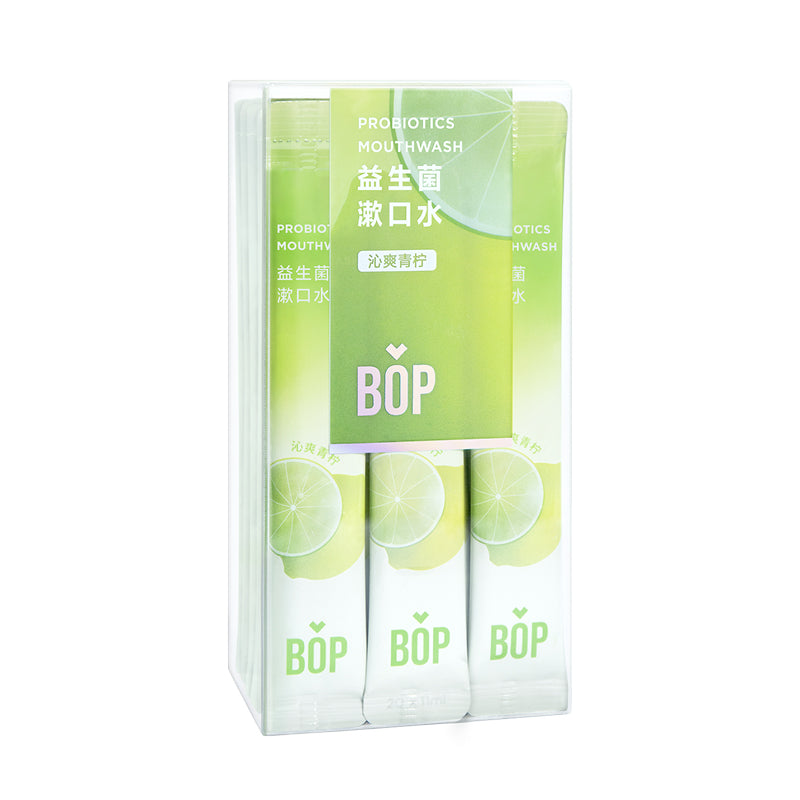【自营】中国BOP波普 专研益生菌漱口水 11ml*20条入 沁爽青柠 便携一次性漱口水