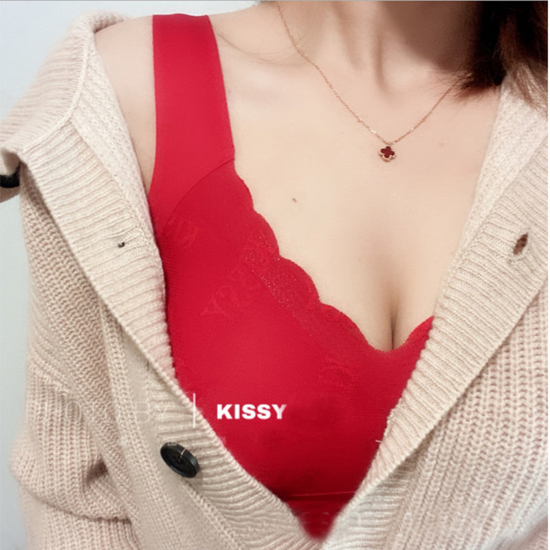 【自营】中国KISSY如吻 铂金款无钢圈蕾丝乳胶无痕文胸内衣 红色限定款