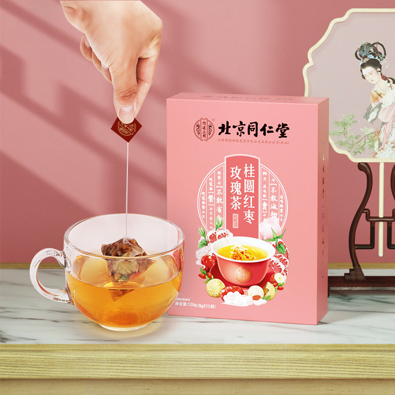 【自营】中国北京同仁堂 桂圆红枣玫瑰茶 120g 补气养血暖宫茶美容养颜养生茶包