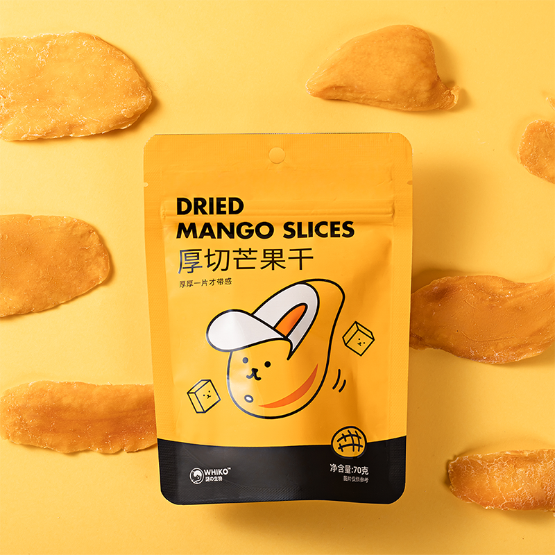 【自营】中国WHIKO谜之生物 厚切芒果干 70g 0脂肪蜜饯果脯袋装休闲零食水果干