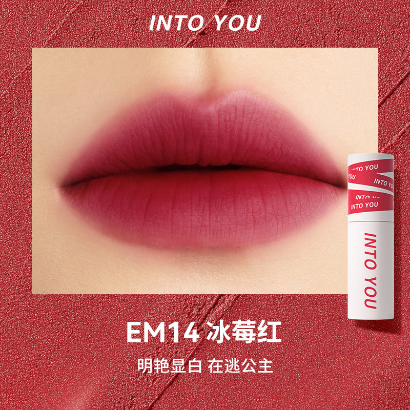 【自营】INTOYOU心慕与你 女主角唇泥雾面丝绒哑光唇釉口红 EM14冰莓红色 唇颊两用