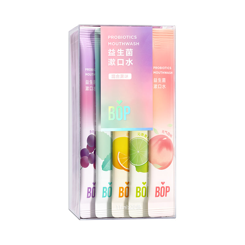 【自营】中国BOP波普 专研益生菌漱口水 11ml*20条入 混合果味 便携一次性漱口水