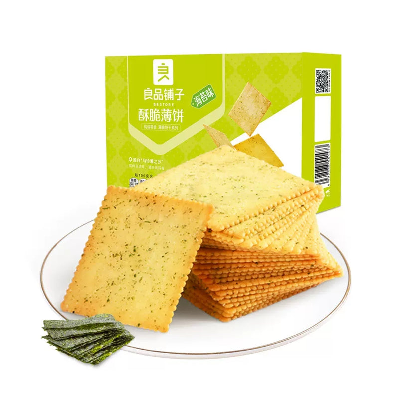【自营】中国BESTORE良品铺子 酥脆薄饼饼干 300g 海苔味